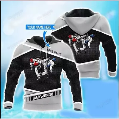 PERSONALIZED TAEKWONDO WHITE - BLACK 3D HOODIE Mother Day Gift Best Price • $27.98