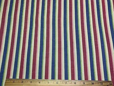 Vintage Cotton Fabric Pillow Ticking Print Red Blue Pink Green Stripes 36 W 1yd • $9.99