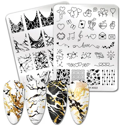 NICOLE DIARY Nail Art Stamping Plates Marble Love Stencils Template For All Gels • $2.59