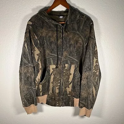 Vintage Camo Thermal Hoodie Size Large Brown Ace Sportswear USA 90s Camouflage • $15