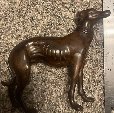 Vintage Greyhound Whippet Dog Figurine Sculpture Brass Metal Bronze Tone 1.5 Lb • $29.95