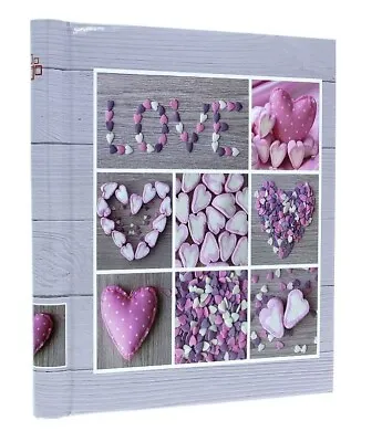 Large Grey Self Adhesive Photo Album 20Sheets / 40Sides Pink Heart Love Birthday • £12.89