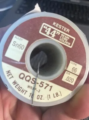 Vintage Kester QQS-571 Spool 66 Core Solder .020 Dia SN60 Alloy “44” 1 Pound • $34.95