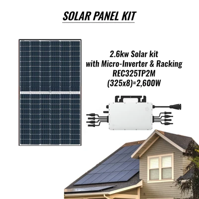 $3500 • Buy 2.6KW DIY Solar Module Grid-Tie Kit-With Micro-Inverter & Racking System