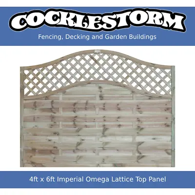 4ft High X 6ft Wide Timber European Omega Lattice Top Garden Fence Panel • £79.90