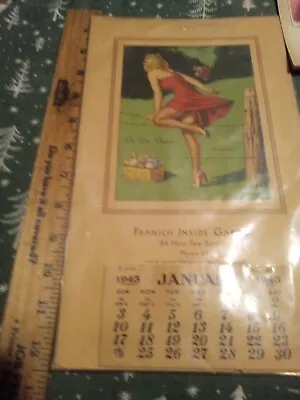 VTG 1943 Pinup Girl Gil Elvgren Calendar Art Cheesecake Poster Print UNUSED WWII • $132