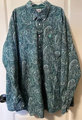 Cinch Men’s Turquoise Paisley Button Up Western Shirt Long Sleeves Size XL • $19.99