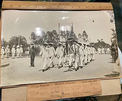 Large Photo British Legion Congo Branch Dated 1932 Signed By Soldiers Marching • $89