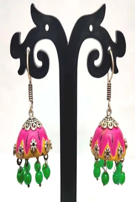 $22.97 • Buy Indian Terracotta 1.5  Long Fashion Jhumka Jhumki Earrings Set Gnj404