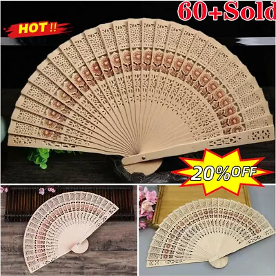 £3.17 • Buy Wooden Bamboo Hand Held Folding Fan Print Flower Portable Travel Decoration Fans