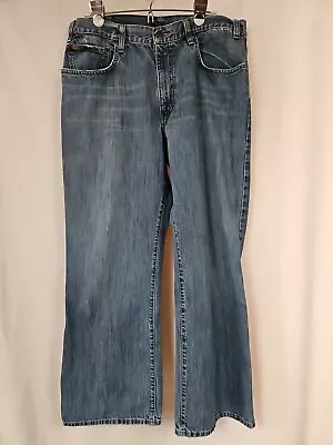 Eddie Bauer Mens Blue Denim 36x32 Straight Cut Jeans Regular Fit • $14.98