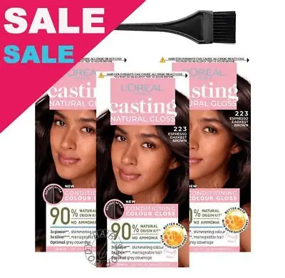 L'Oreal Casting Creme 223 Espresso Dark Brown Ammonia Free Hair Color Pack Of 3 • £51.82