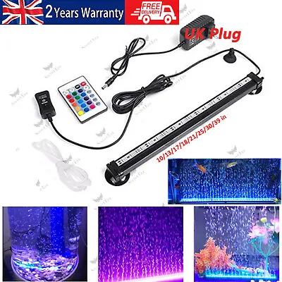 £18.99 • Buy Underwater Aquarium Air Bubble LED Light Fish Tank RGB Submersible Lamp + Remote