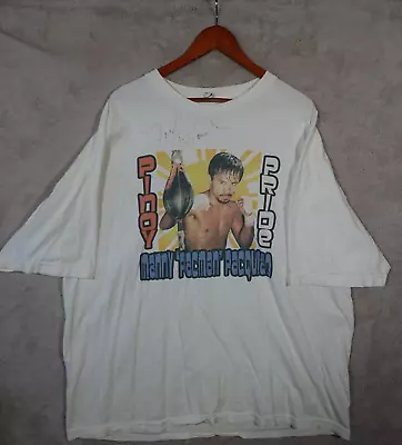 Manny Pacquiao T Shirt Signed By Freddie Roach Mens 3XL Short Sleeve White • $120