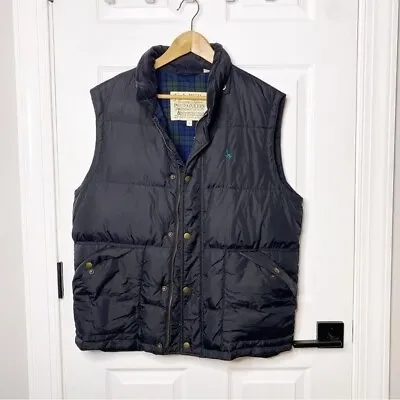JACK WILLS MENS Black Down Filled Puffer Vest Size Large Flannel Lined Outdoors • $31.99