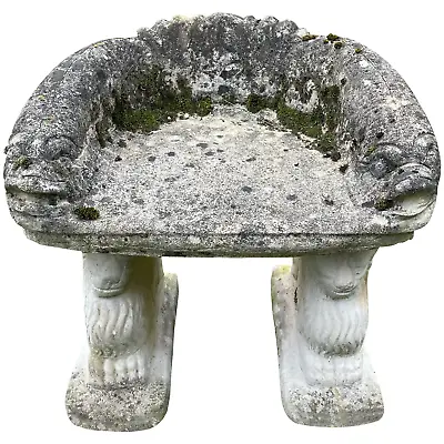 Small Georgian Style Lion Fish Garden Curved Seat Bench • $3173