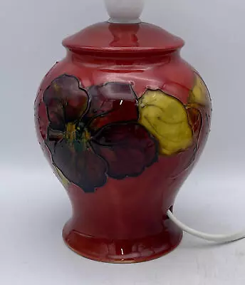 Superb Walter MOORCROFT CLEMATIS FLAMBE LAMP C.1960 • $242.69