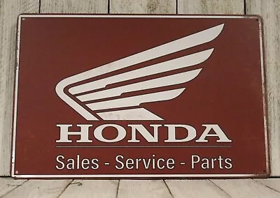 Honda Motorcycles Tin Metal Sign Sales Parts & Service Vintage Style Mechanic • $10.97