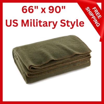$39 • Buy Olive Green Wool Blanket Warm Fire Retardant Blanket US Military Style 66  X 90 