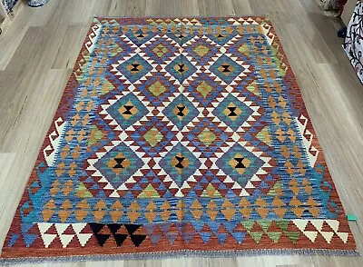 Oriental Handmade Turkish Wool Kilim Rug Room Floor Hallway Decor Runner 188x146 • $790