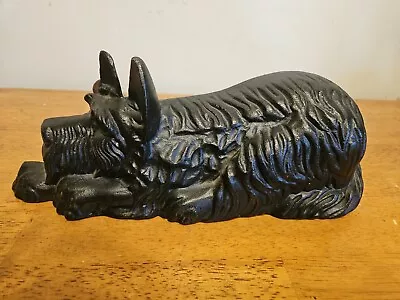 Vintage Black Terrier Scottie Cast Iron Dog Door Stop 11” • $29.95