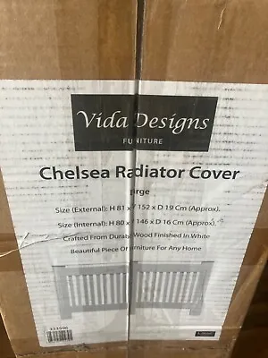 Vida Designs Chelsea Radiator Cover Modern Slatted Grill Slats White MDF - Large • £25