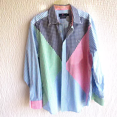 Vineyard Vines Whale Shirt L Slim Fit Colorful 100% Cotton Plaid Mix Long Sleeve • $35