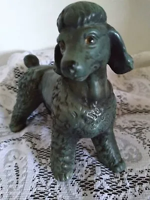 Green Ceramic Poodle Dog Figurine 5  Tall Detailed Hand Painted UCTCI JAPAN~Rare • $32.29