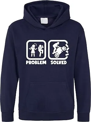 Problem Solved Biker Hoodie Problem Solved Funny Biker Meme Sarcastic Humour Top • $28.35