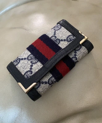 $175 • Buy Vintage Gucci Mini Key Wallet Holder Web Red Blue GG Monogram Supreme