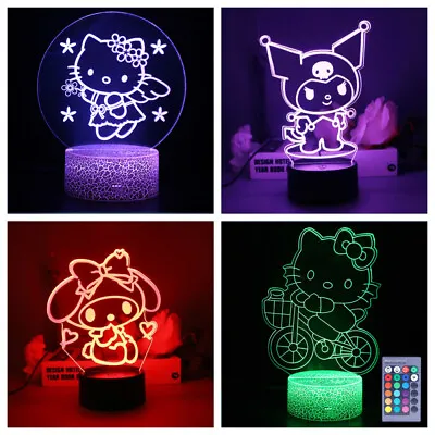 Hello Kitty 3D LED Night Light Acrylic 16 Color Touch Table Desk Lamp Home Decor • $23.49