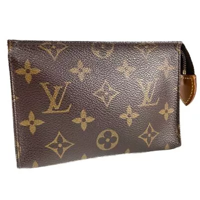 Louis Vuitton Monogram Pochette Toilette 15 Leather Brown Cosmetic Pouch  802 • £228.63