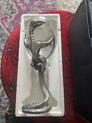 LOTR Royal Selangor Pewter Wine Glass Goblet Winged Beast Smaug Dragon Tolkien • £60