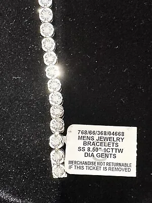 Genuine Diamond And Silver Bracelet Men 1.0 Ctw • $650