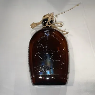 Vintage LOG CABIN SYRUP Amber Glass Bottle 1776 Bicentennial - Mount Rushmore • $16.99