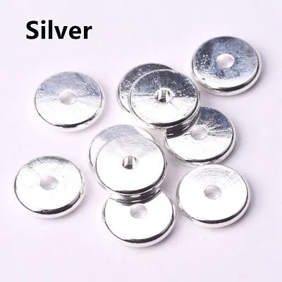 4-14mm Flat Round Beads Gold Silver Color Spacer Bead DIY Jewelry Making Charms • $12.89