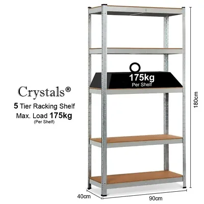 5 Tier Metal Shelf Storage Unit Shelving Shelves Racking Warehouse Rack Shed • £22.85