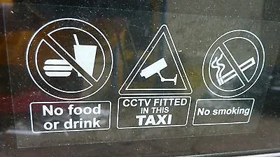 £1.89 • Buy 155x80mm No Food Or Drink  CCTV Fitted In This TAXI No Smoking Clear Sticker  UK
