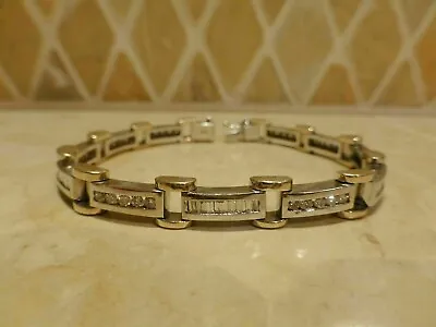 4.20Ct Baguette Cut Lab Created Diamond Men's Bracelet 14k White Gold Plated • $279.99