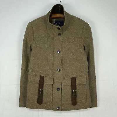 Jack Murphy Tweed Jacket Womens 10 Green Brown Herringbone Country Field Coat • £45