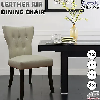 2468 New Luxury Leather Air Solid Timber Legs Dining ChairBeige • $497.70