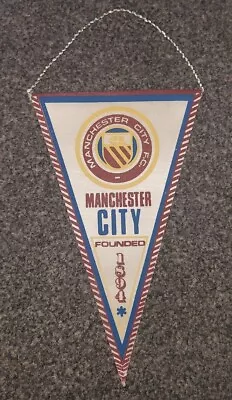 Rare Vintage Manchester City 1970s Founded 1894 Club Crest Small Pennant • £12