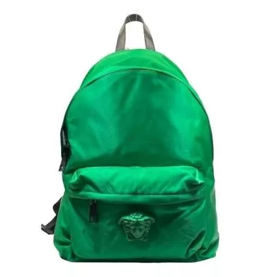 VERSACE Backpack Nylon Palazzo Medusa Adjustable Black Shoulder Strap Green NEW • $884.05
