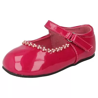 Infant Girls Spot On Diamante Detail Hook & Loop Flat Ballet Shoes Size H2r301 • £5.99