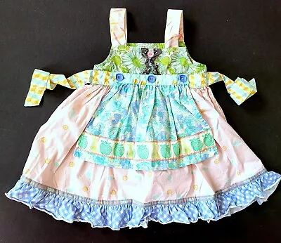 Matilda Jane 4 Hello Lovely  Beautiful Swan Knot Apron Dress LA1-817 • $33.99