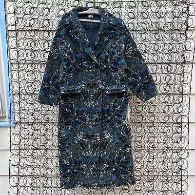 $200 • Buy M Missoni Blue Olive Camo Speckled Wool Blend Trench Coat SMALL
