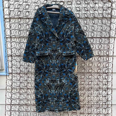 $200 • Buy M Missoni Blue Olive Camo Speckled Wool Blend Trench Coat SMALL