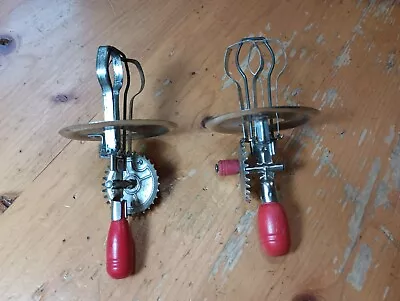 Vtg Betty Taplin Miniature Toy Egg Beater Rotary Hand Mixer Red Wood Handle 5.75 • $24.99