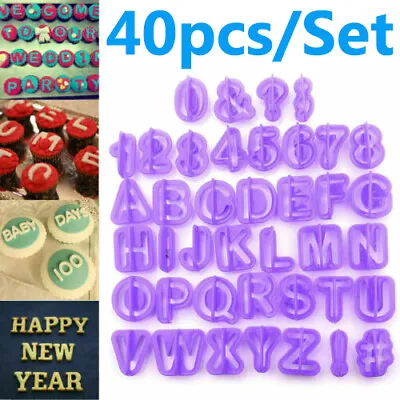 40* Alphabet Number Letter Fondant Cake Decorating Set Icing Cutter Mould UK • £4.88