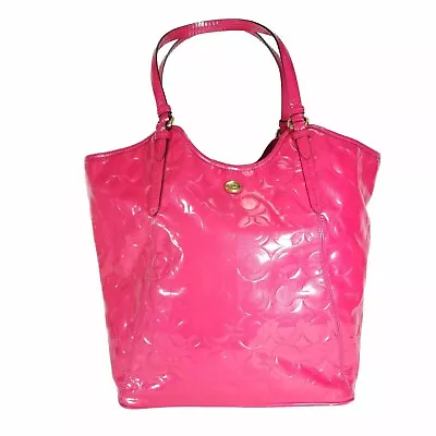  Coach Peyton Pink Patent  Embossed Leather Signature Large Satchel Tote Bag  • $54.99